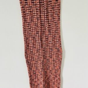 Free People Striped Ribbed Maxi Skirt in Peach and Maroon